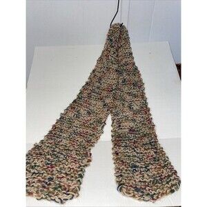 Hand Knit Crochet Scarf Womens Muted Fall Multi-Color Ombre Boho Hippie 6 X 60